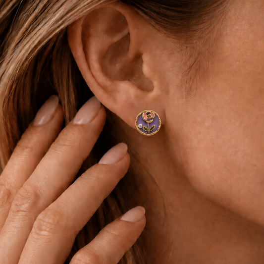 Aurelia Amethyst Blossom & Pearl Stud