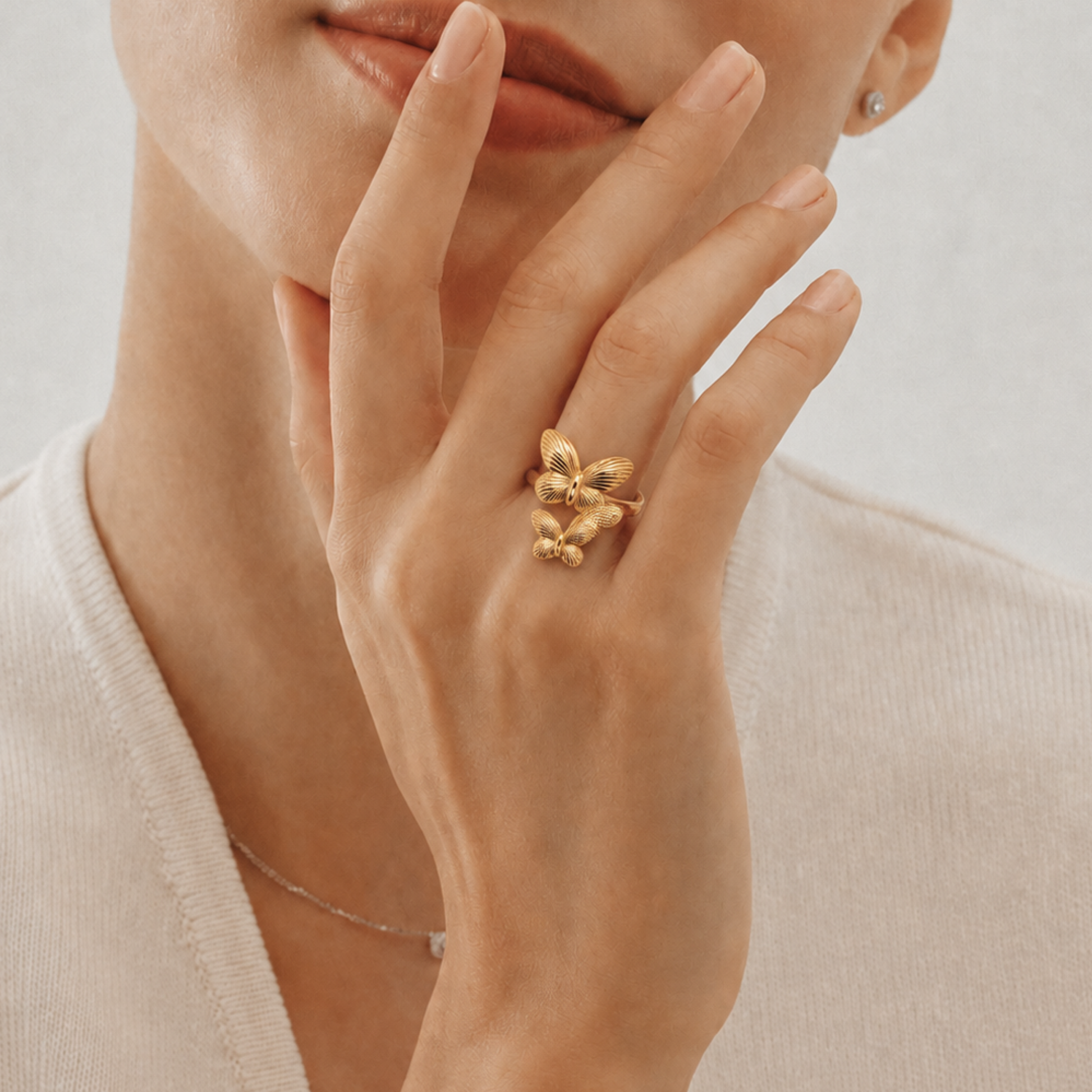 Gold Dual Butterfly Statement