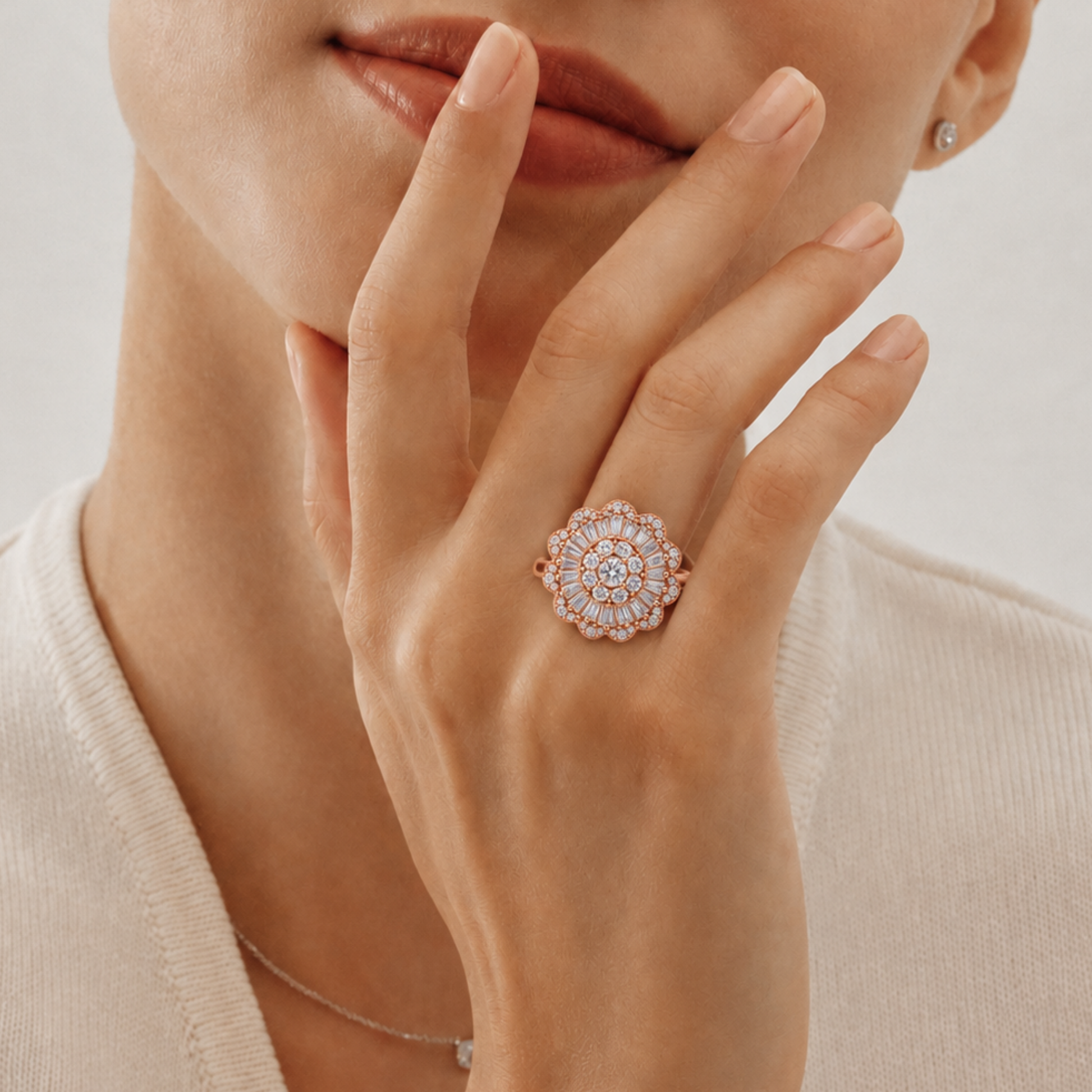 Rose Gold Mosaic Sunburst Cluster