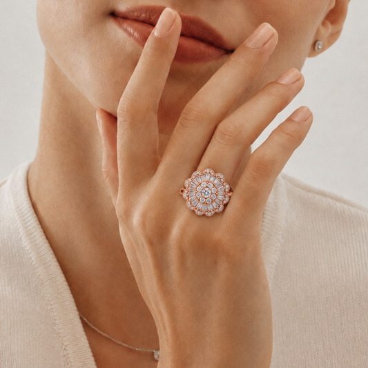 Rose Gold Mosaic Sunburst Cluster