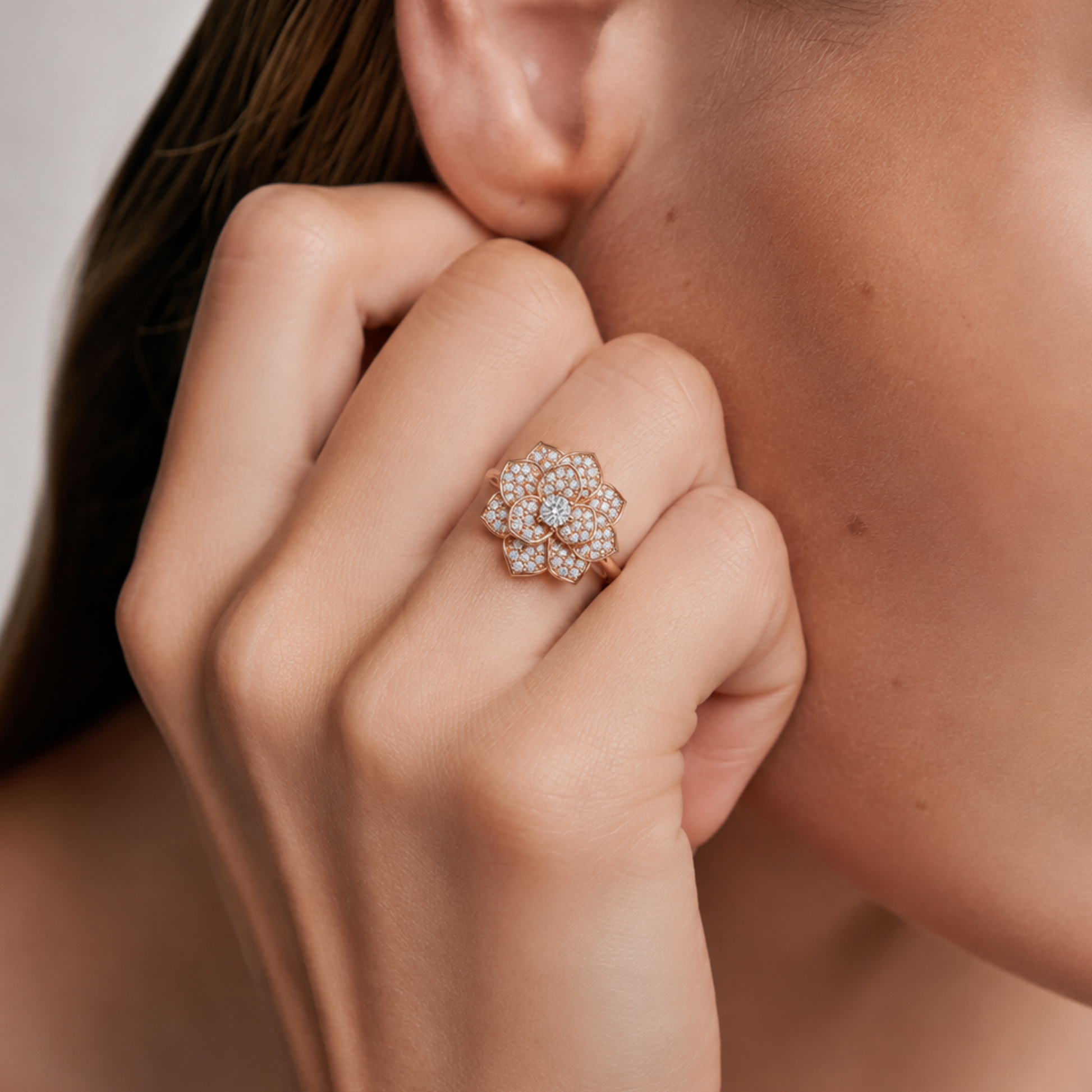 Rose Gold Layered Pavé Bloom