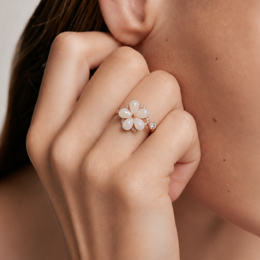 Rose Gold White Petal Floral