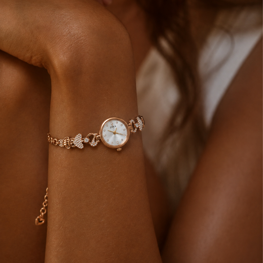 Rose Gold Heart-Link Crystal