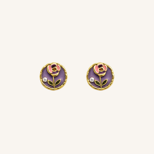 Aurelia Amethyst Blossom & Pearl Stud