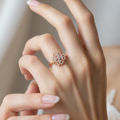 Rose Gold Quad-Cluster Solitaire