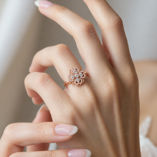 Rose Gold Quad-Cluster Solitaire