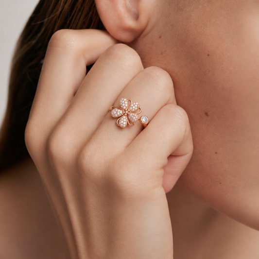 Rose Gold Pavé Floral Cluster