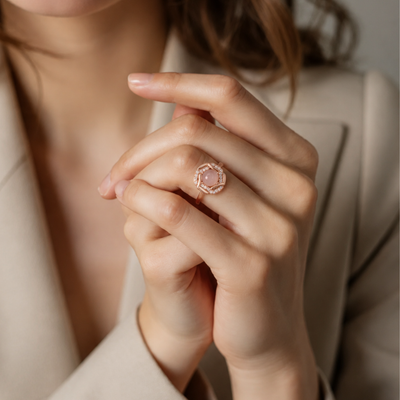 Rose Quartz Ribbon Halo