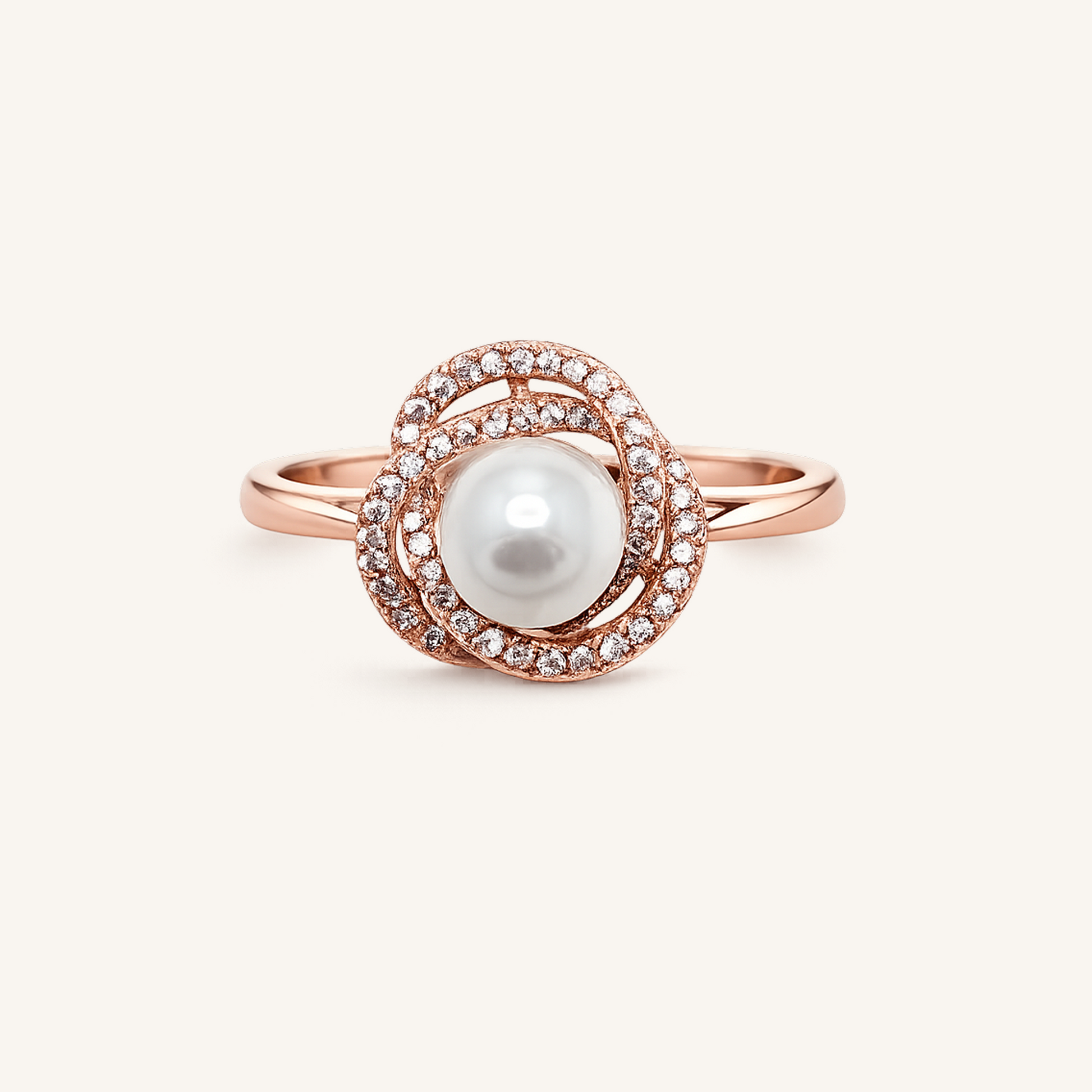 Rose Gold Pearl & Crystal Swirl