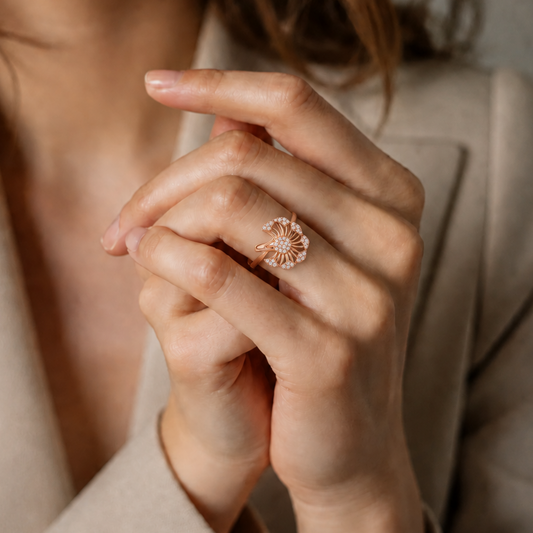Rose Gold Fan Floral Statement