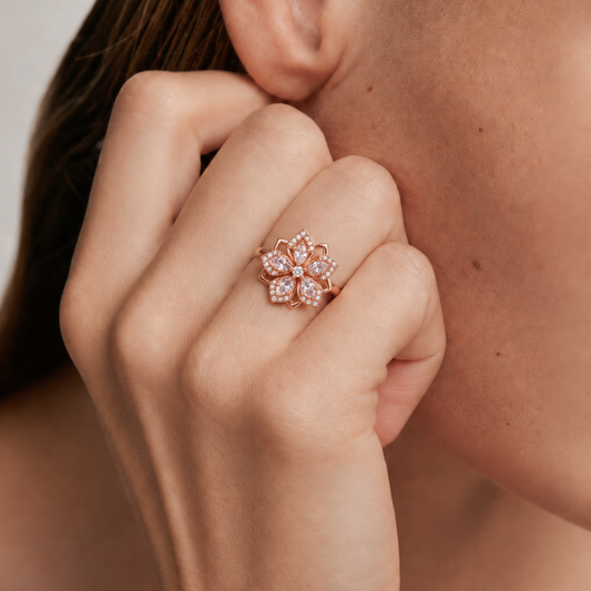Rose Gold Marquise Petal Floral