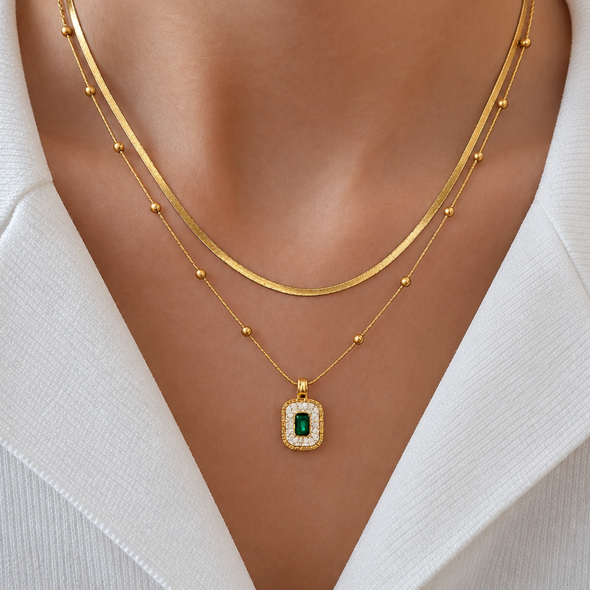 Emerald Cut Geometric Pendant