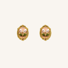 Aurelia Textured Gold & Pearl Button Stud