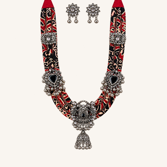 Regal Mirrorwork Silver Necklace