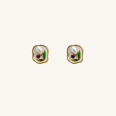 Aurelia Pearl & Emerald Drop-Accented Stud