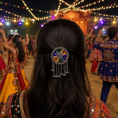 Festive Mirrorwork Hair Brooch