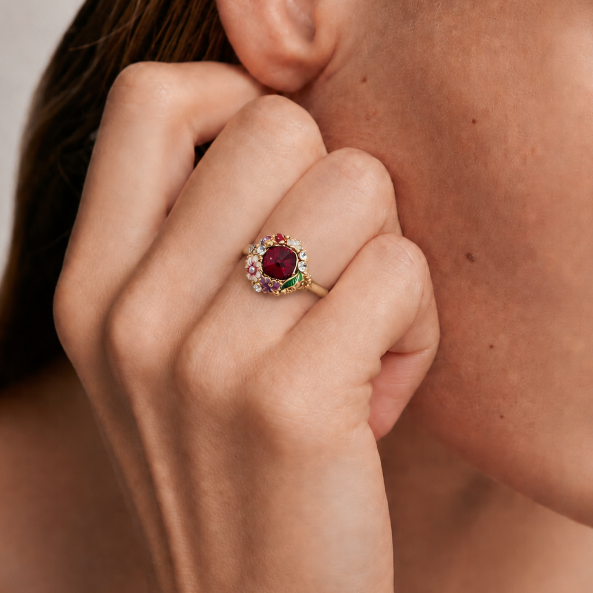 Ruby & Crystal Vintage Crest