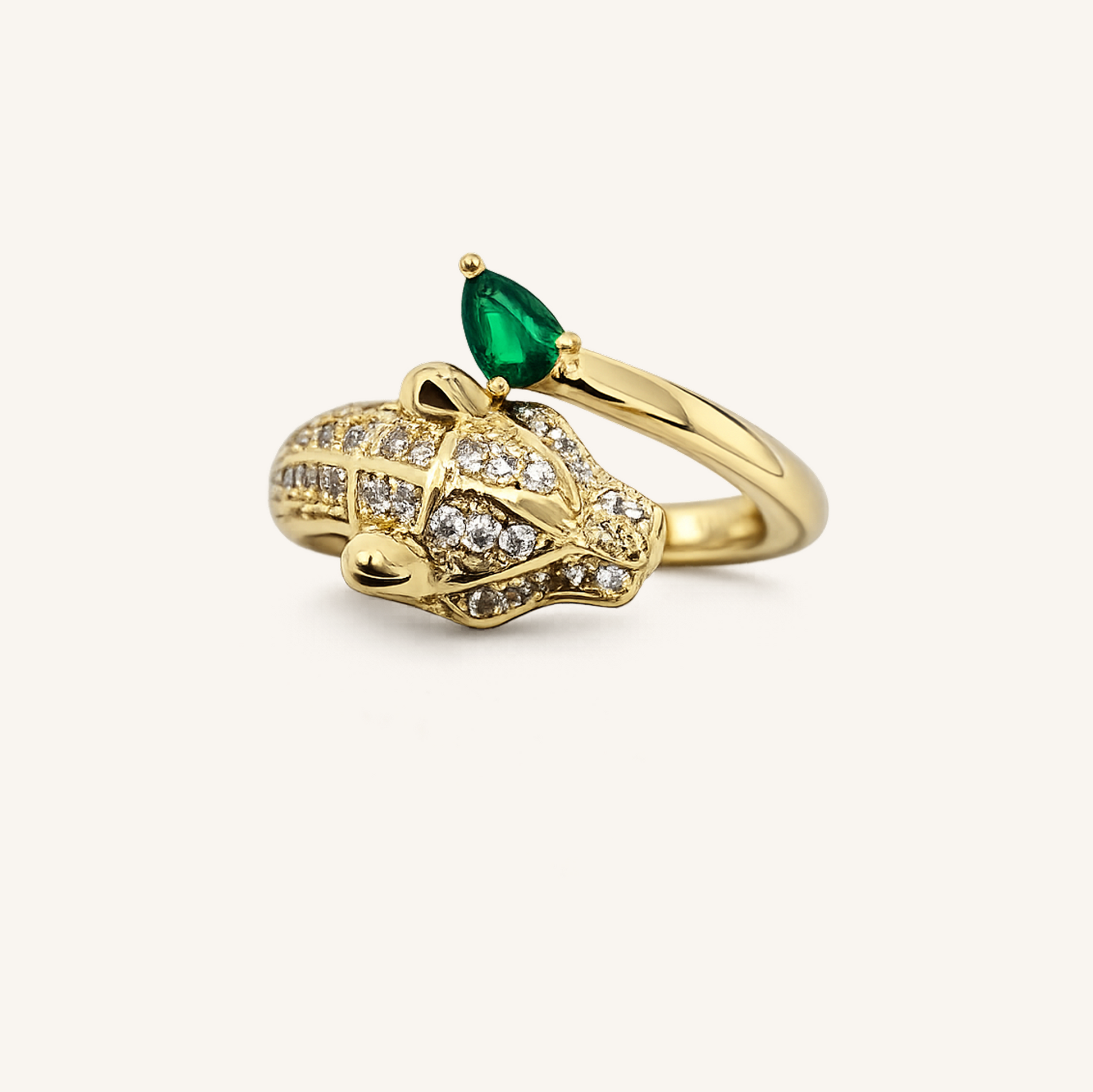 Emerald Serpent & Diamond Ring