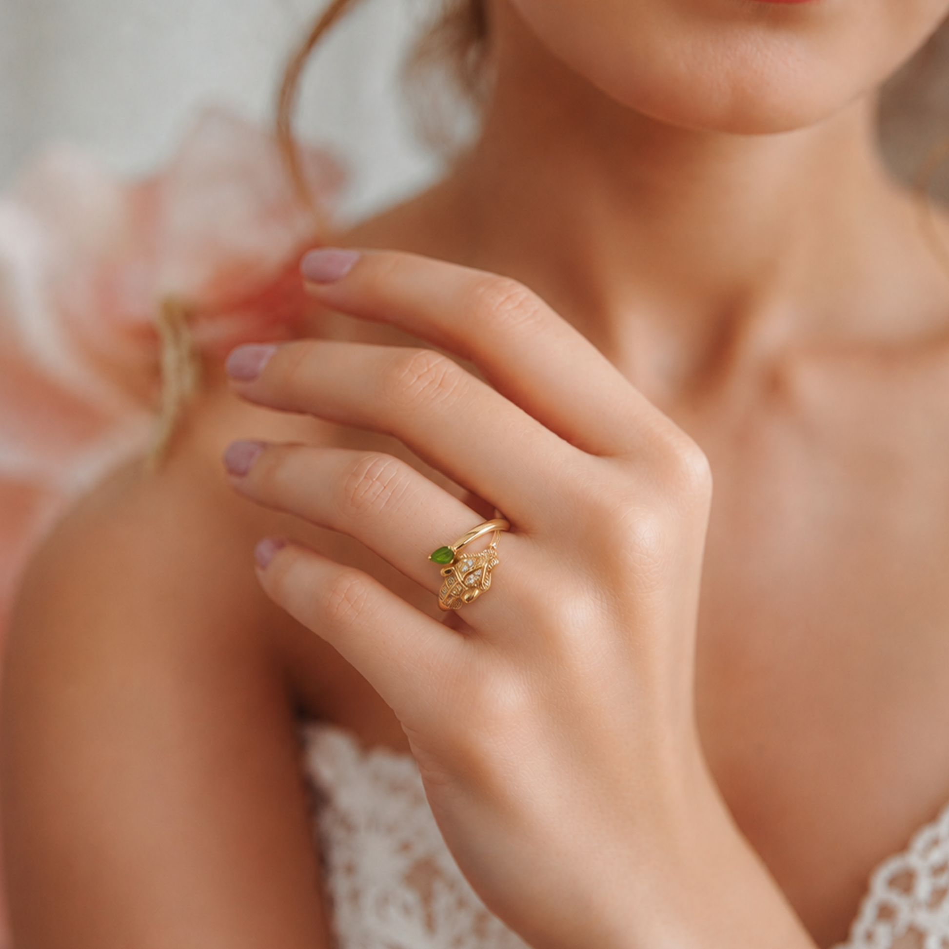 Emerald Serpent & Diamond Ring