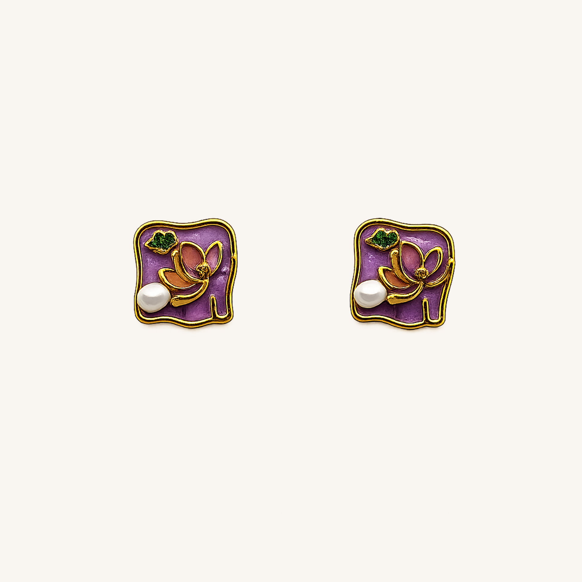 Aurelia Enamel Blossom & Pearl Stud