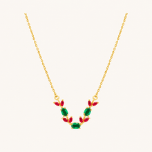 Gold-Tone Ruby Emerald Necklace