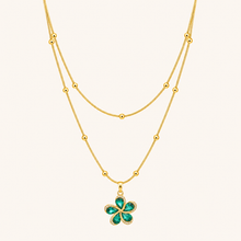 Gold-Tone Emerald Blossom Necklace
