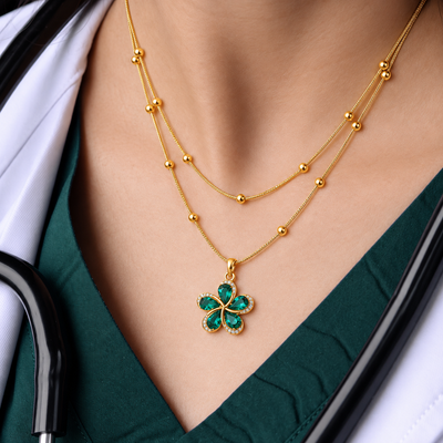 Double-Layer Gold Beaded Necklace