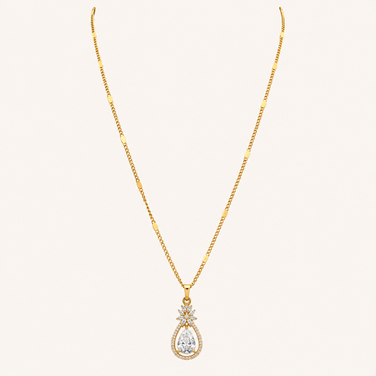 Elegant Teardrop Crystal Pendant Necklace