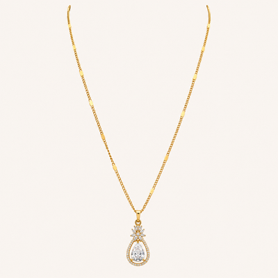Elegant Teardrop Crystal Pendant Necklace