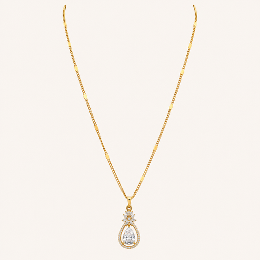 Elegant Teardrop Crystal Pendant Necklace