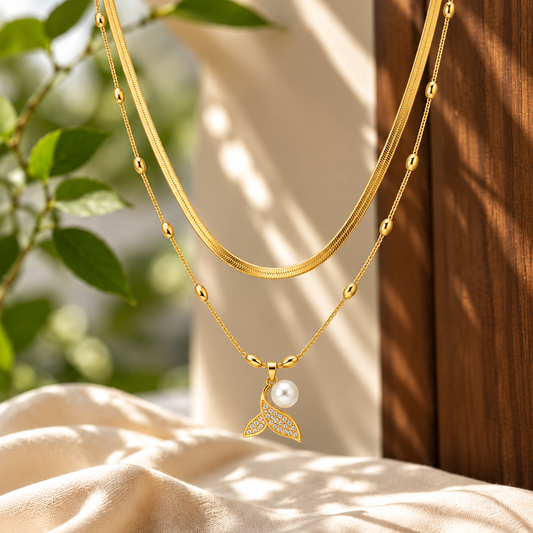 Gold Layered Necklace with Sparkling Stones