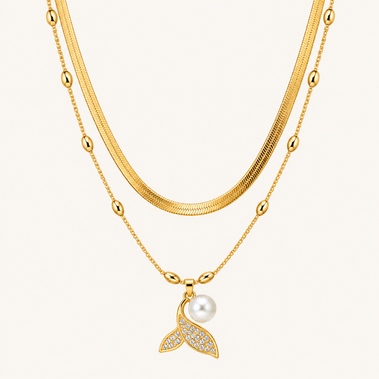 Gold-Tone Pearl Mermaid Necklace