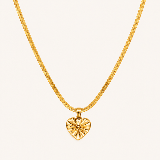 Gold-Tone Floral Heart Necklace