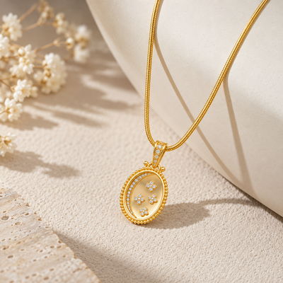Sparkling Star Necklace with Snake Chain