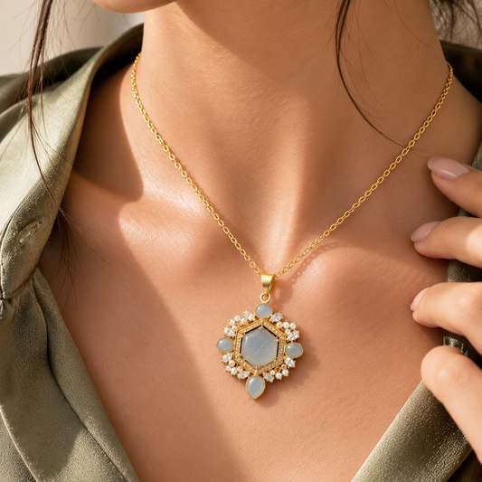 Elegant Pearl Accent Statement Necklace