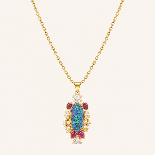 Gold-Tone Aurora Opal Necklace