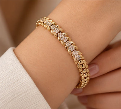 Sparkling White Stone Gold Bracelet