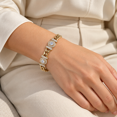 Triple Halo White Stone Bracelet