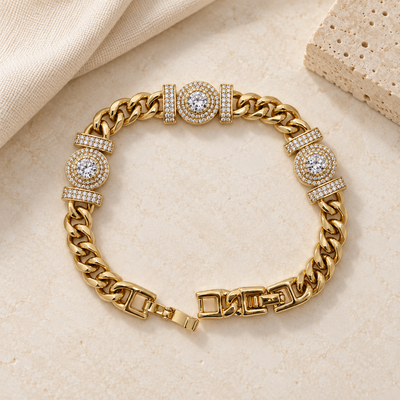 Sparkling Circular Stone Bracelet for Women