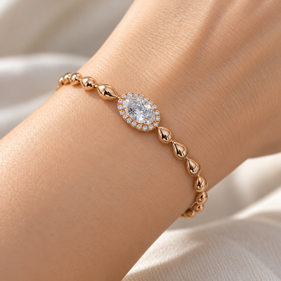 Elegant Rose Gold Teardrop Link Bracelet