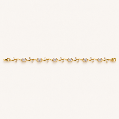 Gold Crystal Vine Bracelet with square-cut stones