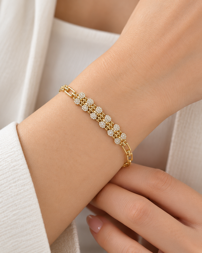 Sparkling Floral Stone Bracelet