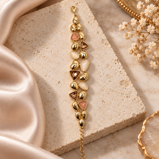 ANOVRA pastel mosaic statement bracelet styled with elegant minimal props