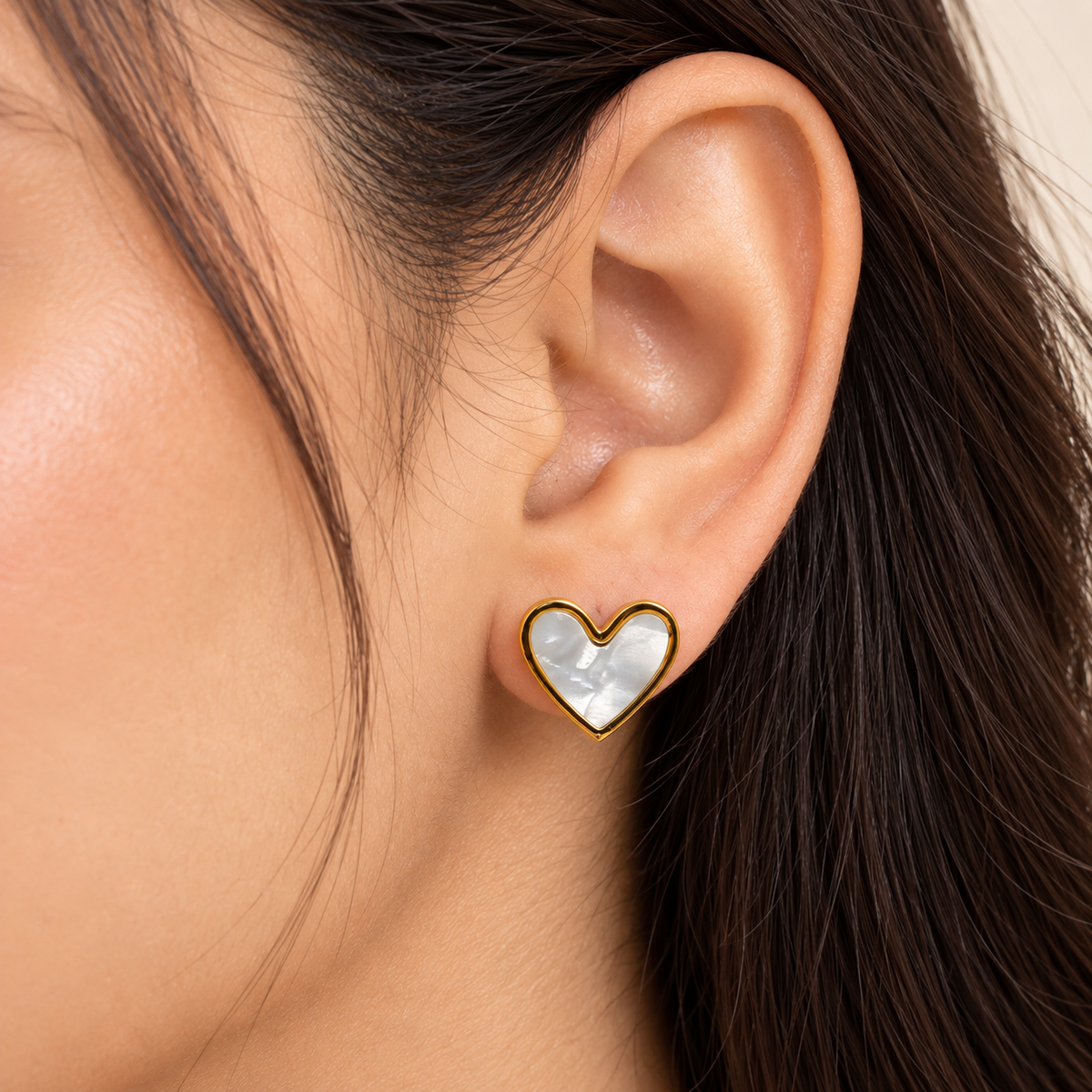 White Heart Studs Earrings