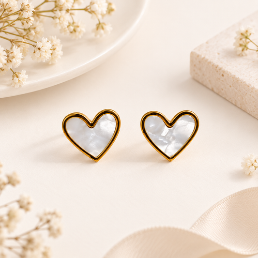 Anovra white heart stud earrings for daily and party wear