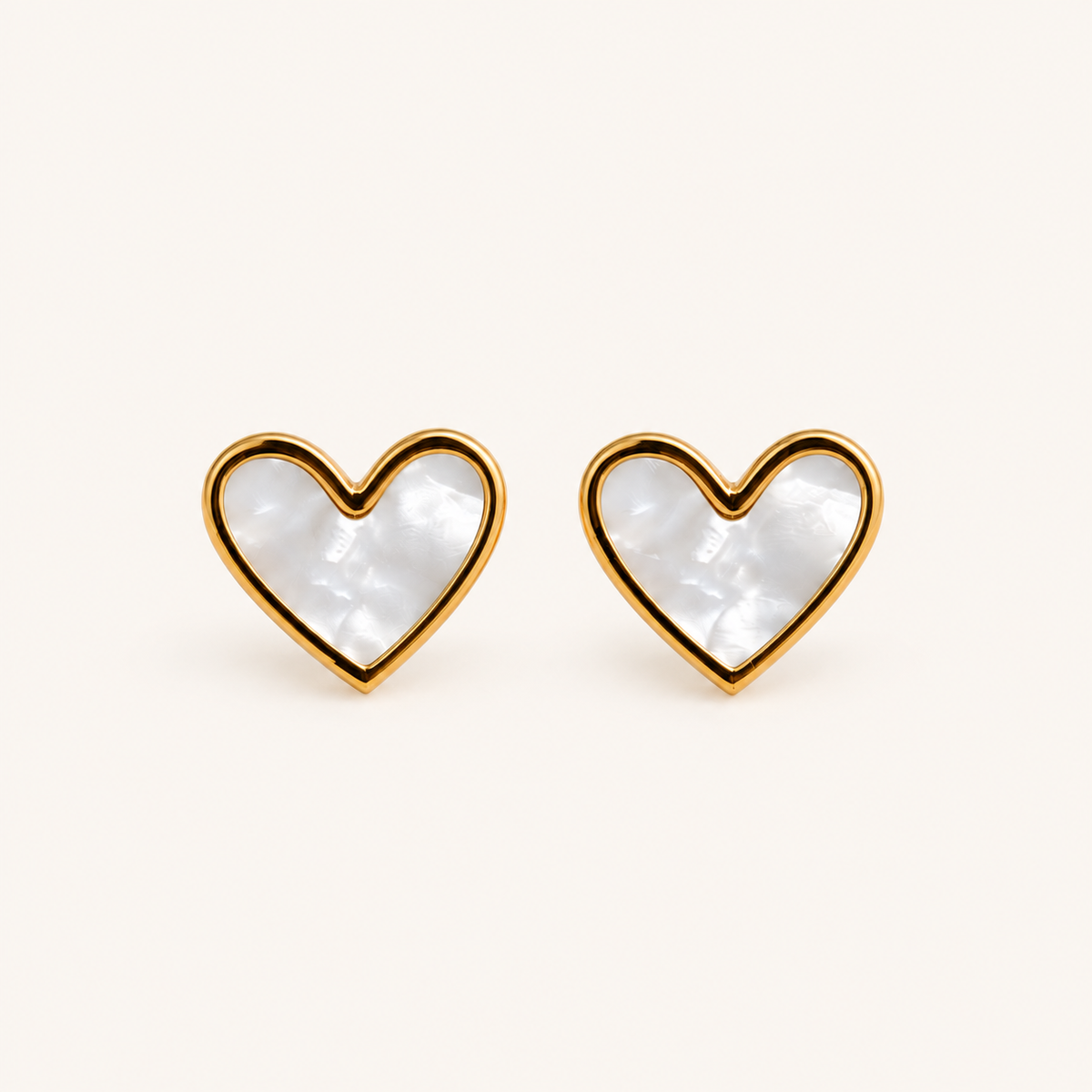 White Heart Studs Earrings