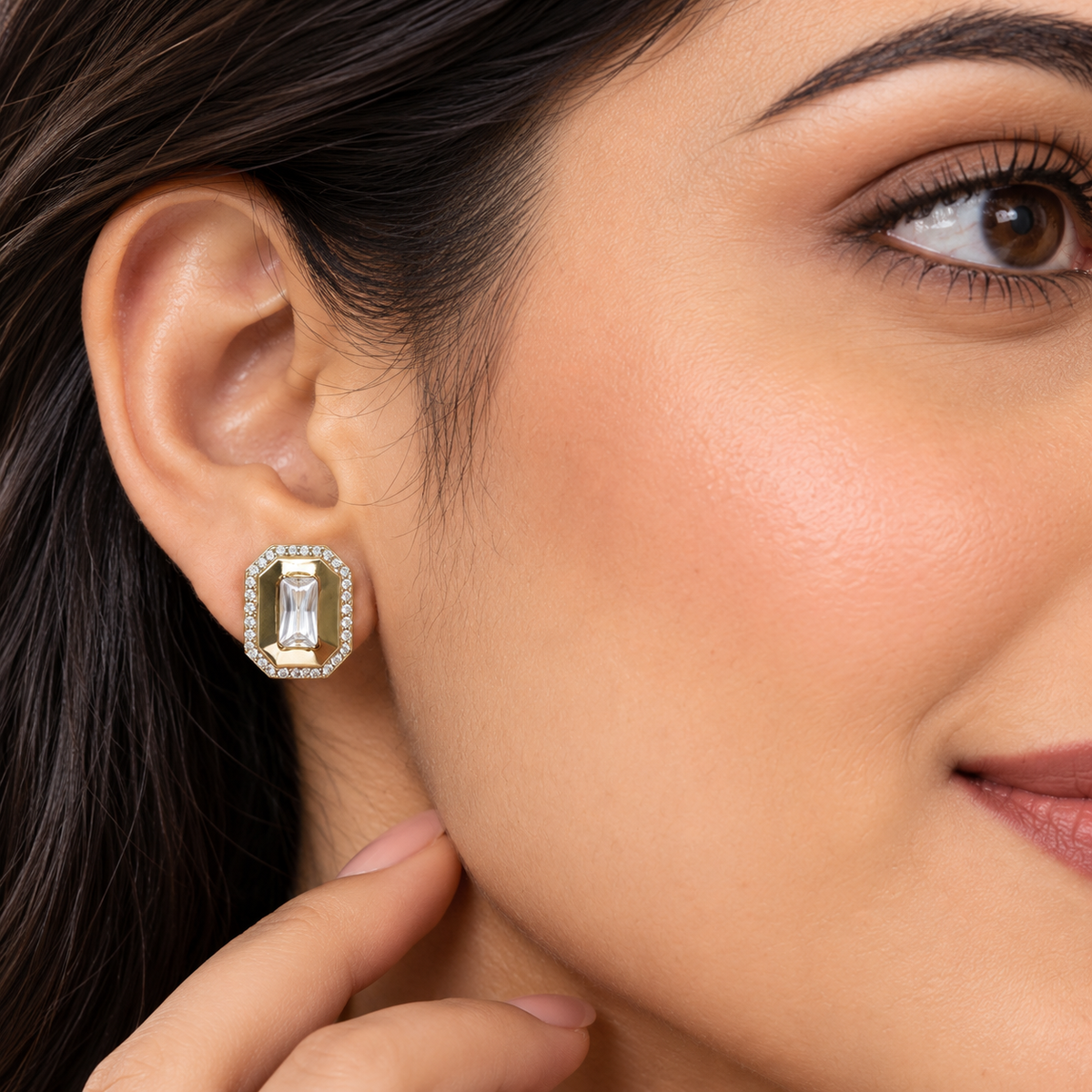 Crystal Gold Studs Earring