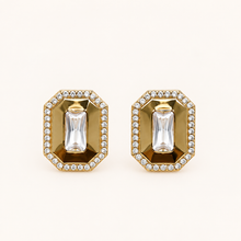 Crystal gold stud earrings for women