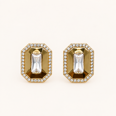 Crystal gold stud earrings for women