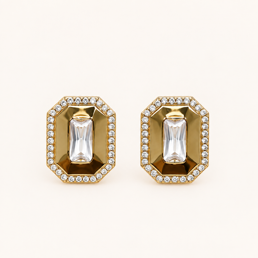 Crystal gold stud earrings for women